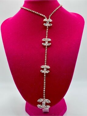 New Gold tennis style Lariat Y Necklace